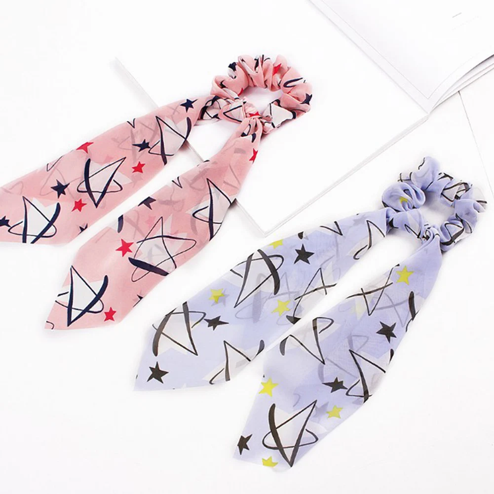 Новинка 2019 удлиненные шифоновые резинки с принтом модные эластичные для волос