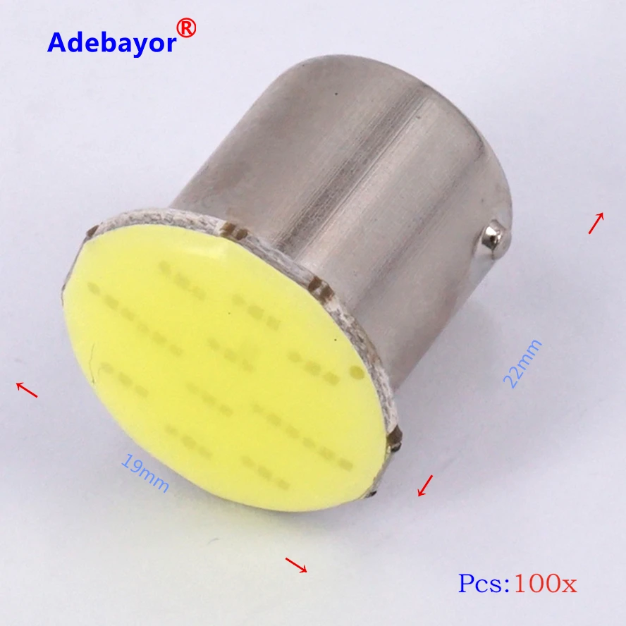 100x P21W 1156 BA15S светодиодный указатель поворота COB 12 чипов автомобильный интерьерный