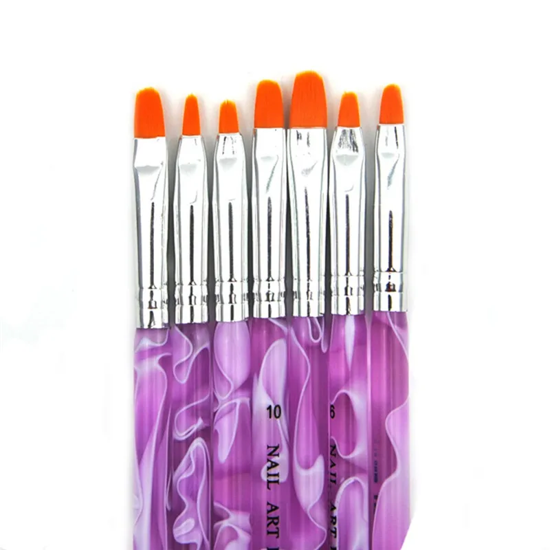 Rakado 7pcs/lot Nail Art Brush Painting Drawing Brushes Pens UV Gel Nails Polish Set Manicure Tools Sets Kits Purple Drill Point | Красота и