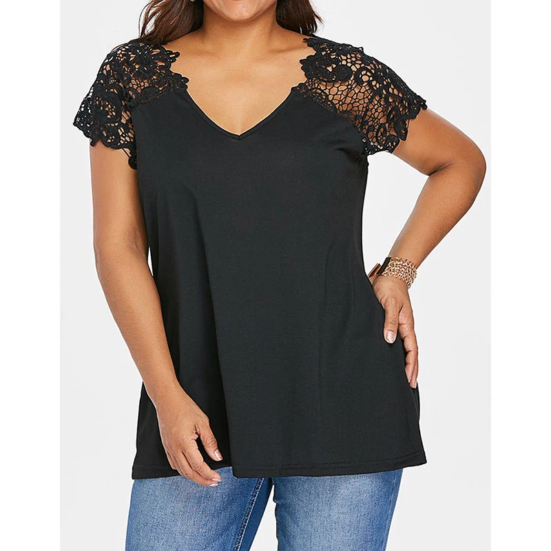 Женская летняя блузка большого размера с коротким рукавом свободная рубашка