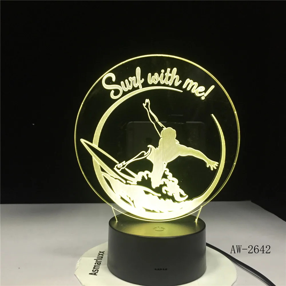 3D Usb градиентный светодиодный светильник для спальни настольная лампа 7 цветов