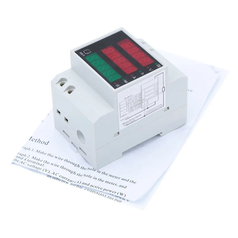 100A AC80 - 300V digital multifunctional DIN Rail Voltage Meter Voltmeter White Power Factor | Инструменты