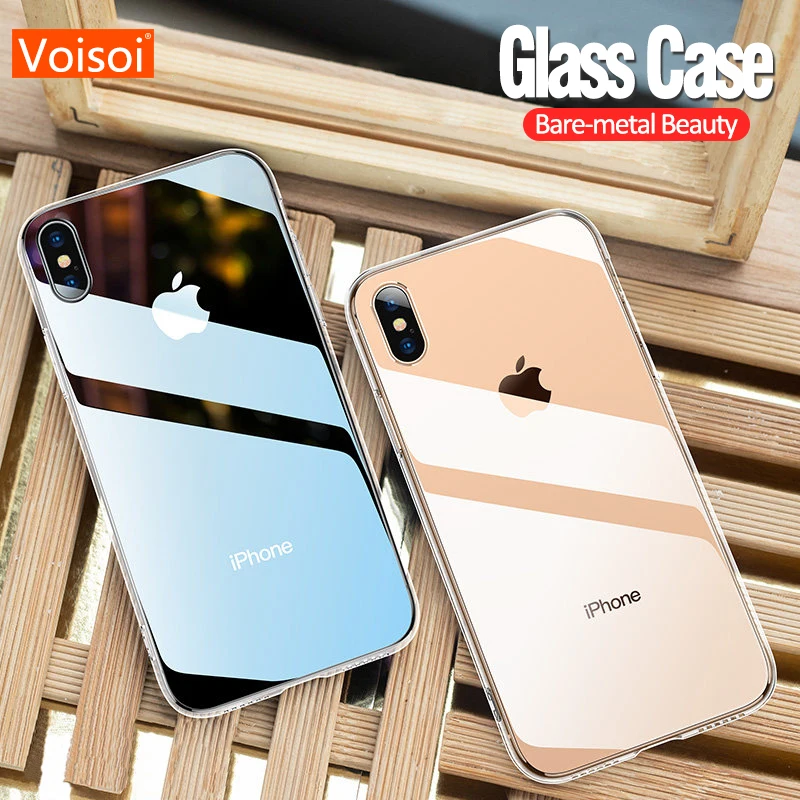 Роскошный стеклянный чехол для iPhone XS MAX XR X 10 ультра тонкий прозрачный Xs с мягким