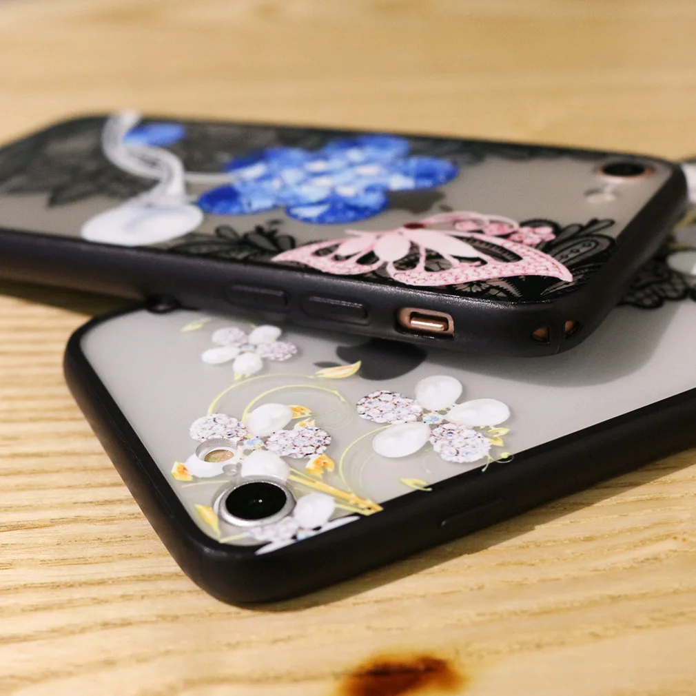 Case For Iphone 7 8 X Plus 6 6S Brand Luxury Girls Flower Cover 3D Plastic Ultra Thin Hard PC Protective Butterfly |
