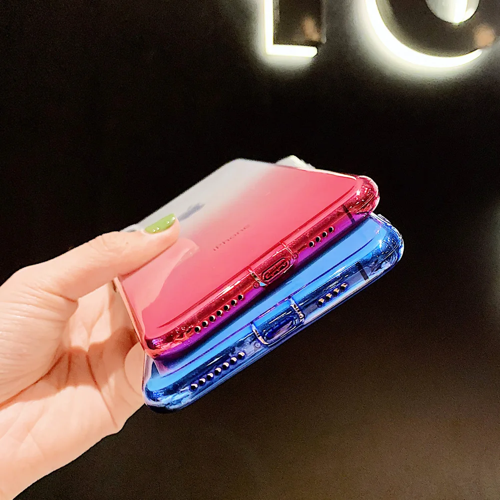 Jetjoy для iPhone 7 Plus X 8 градиентный блестящий чехол телефона XS/XS MAX/6 TPU Мягкий цветной |
