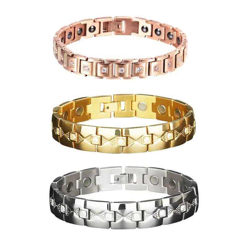 Мужской браслет покрытие золотой магнитной терапии из нержавеющей стали