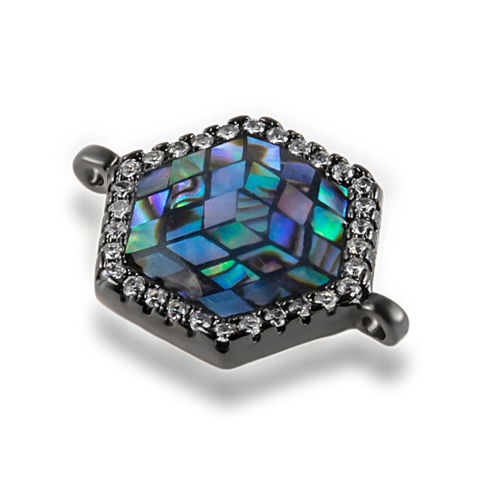 20*14mm Pentagonal High Quality DIY Bracelet Jewelry Accessories Making Necklace Pendant Connector Abalone Shell Copper Zirconia | Украшения