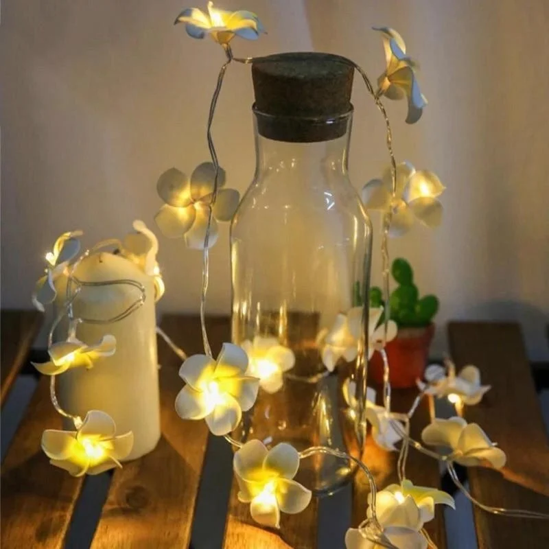 

Creative Diy Frangipani Led String Lights Aa Battery Floral Holiday Lighting Event Party Garland Bedroom Decoration