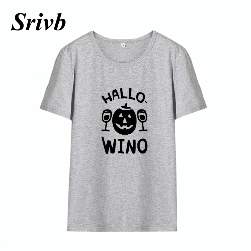 Женская хлопковая футболка с коротким рукавом Srivb Hallo Wino черно белая принтом Tumblr