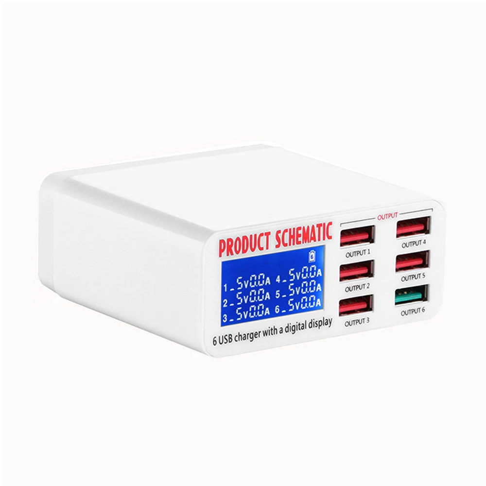 Быстрая зарядка 3 0 6 портовый 8А USB настольный адаптер зарядного устройства