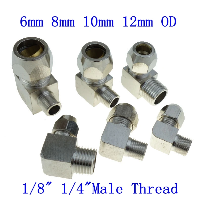 

Brass Nickel Plated Compression Fitting Male Elbow 6mm 8mm 10 mm 12mm OD * 1/8" 1/4" BSP
