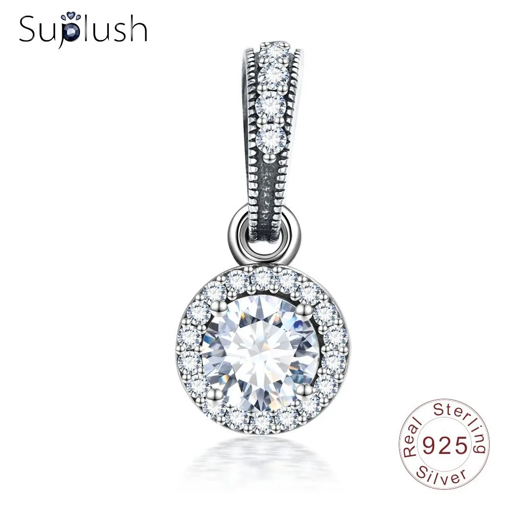 LZESHINE Новый S925 стерлингового серебра сверкающий AAA CZ кулон Подвески подходят для