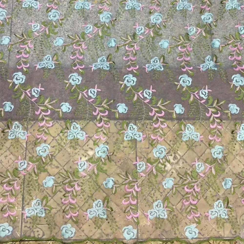 Высококачественная кружевная ткань в нигерийском стиле Полиэстеровая шелковая