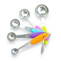fashionable convenient 5pcs stainless steel measuring spoon round head baking tool candy tea spoon kitchen accessories