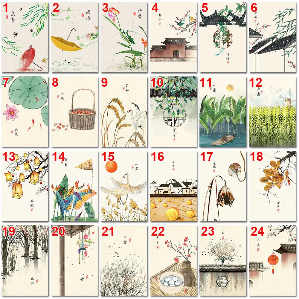 1* Chinese 24 Solar Terms Modern Restaurant Frameless Decorative Painting Traditional Style Home Decor Gift | Дом и сад