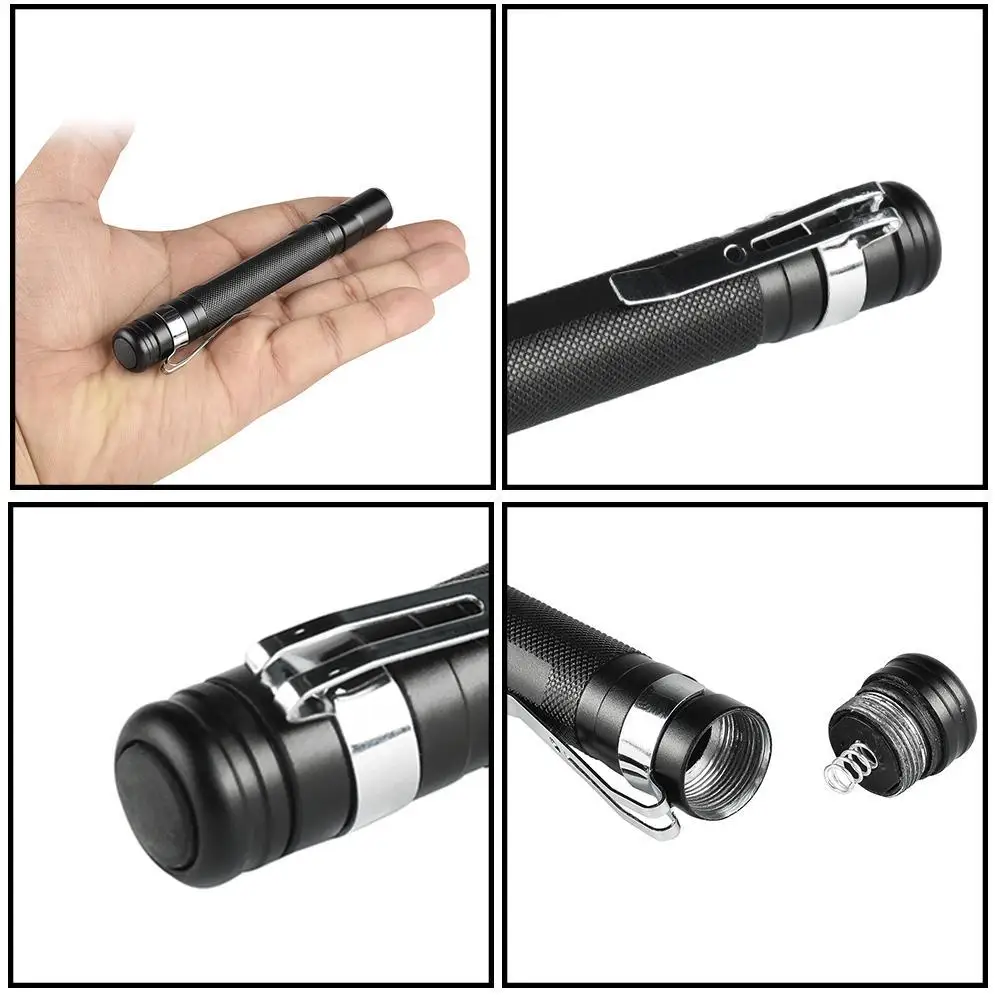 

Penlight Torch Portable Clip Mini Pocket LED Flashlight Light Pen Lamp By AAA good quality