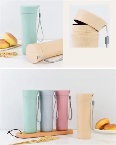 Новинка 400 мл портативная пшеничная пластиковая чашка термос дорожная бутылка