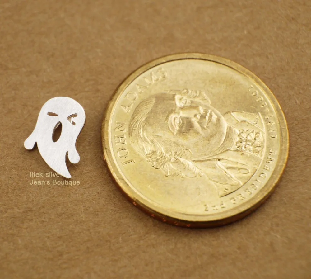 S92-5 Sterling SIL Fashion Jewelry Matt Funny Face -o&lt Ghost Pendant Charm Necklace A2565 | Украшения и аксессуары