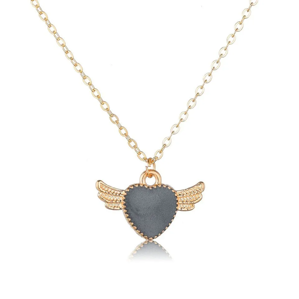 Новые модные женские кулоны и ожерелья сердце с крыльями ангела ювелирные