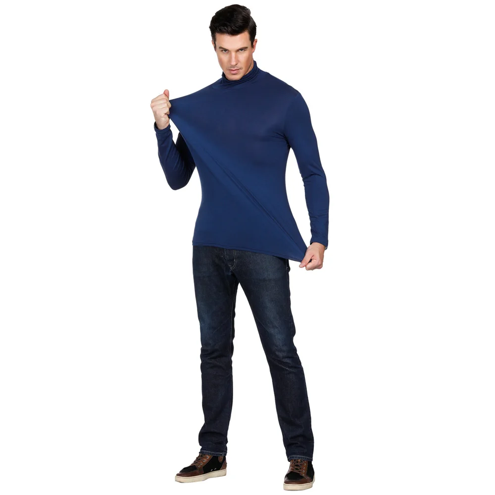 

Fashion Men Long Sleeve Pullover High Neck Turtleneck Stretch Slim Casual Tops