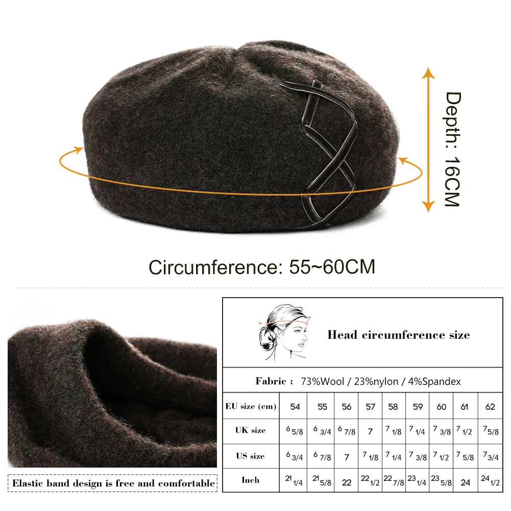 Женские Элегантные береты FANCET зимние однотонные нейлоновые эластичные с мягкой