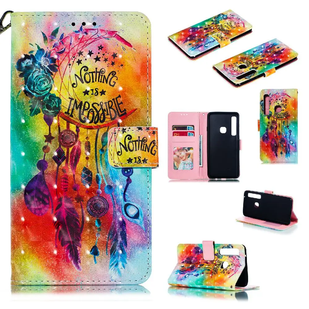 

Group Vertical For Samsung A9 3D Coloured Painted PU Magnetic Clasp Wallet Stand Phone Case with Lanyard r20