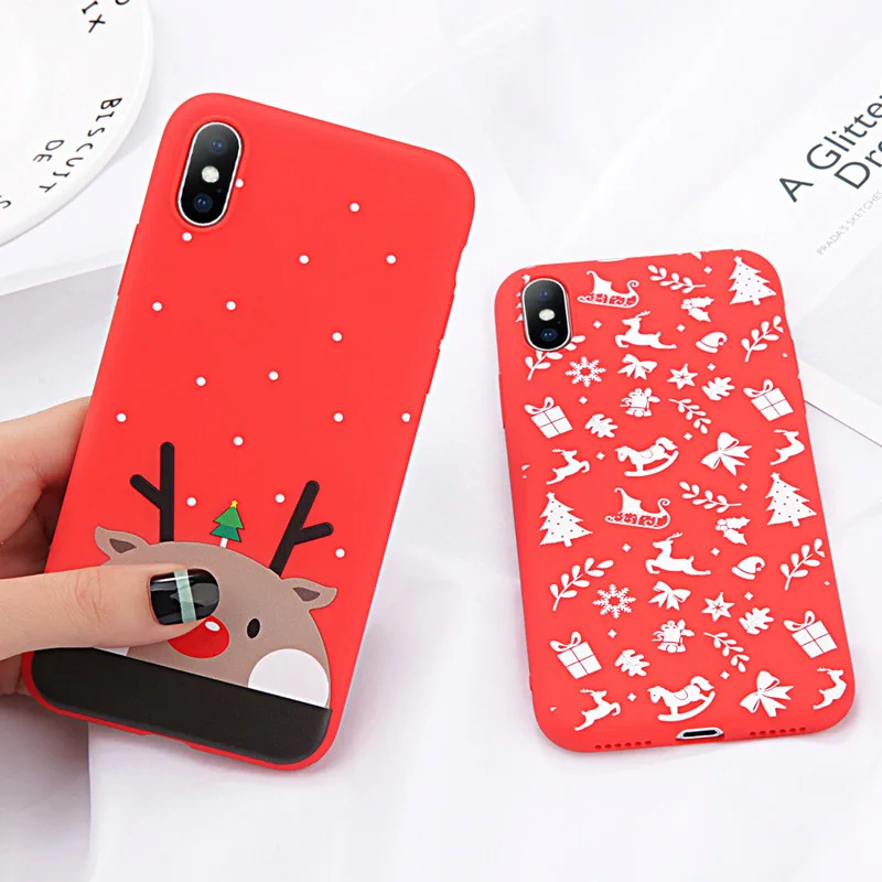 UXIA Christmas Tree Phone Case For iPhone 8 7 Plus Santa Claus Snowman Cases XS Max X XR 6S TPU Silicone Cover |