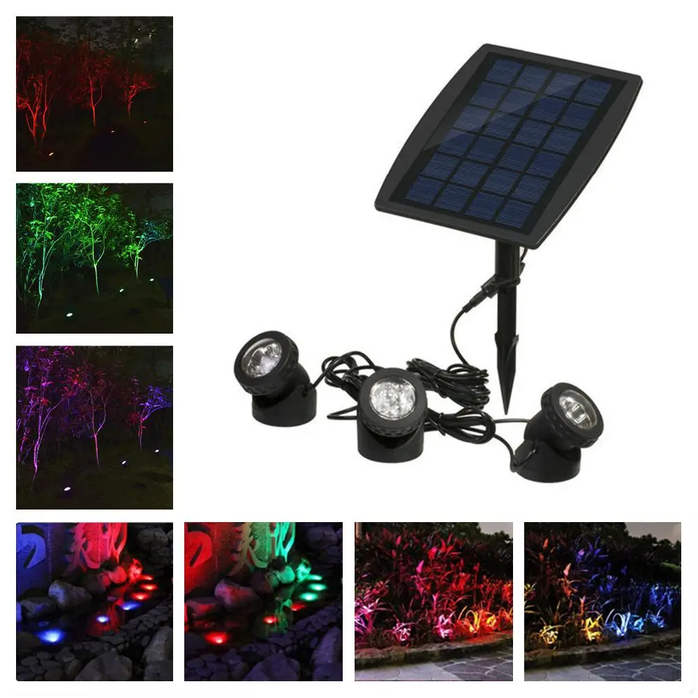 Подводная светодиодная лампа водонепроницаемая белая RGB на солнечной энергии IP68