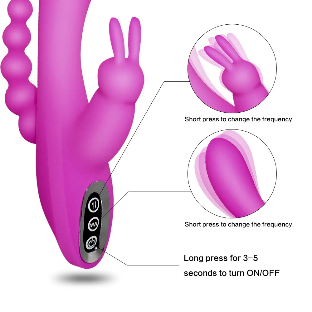 Вибратор с G Spot Rabbit 3 в 1 вибрирующий фаллоимитатор интимные игрушки для женщин 10