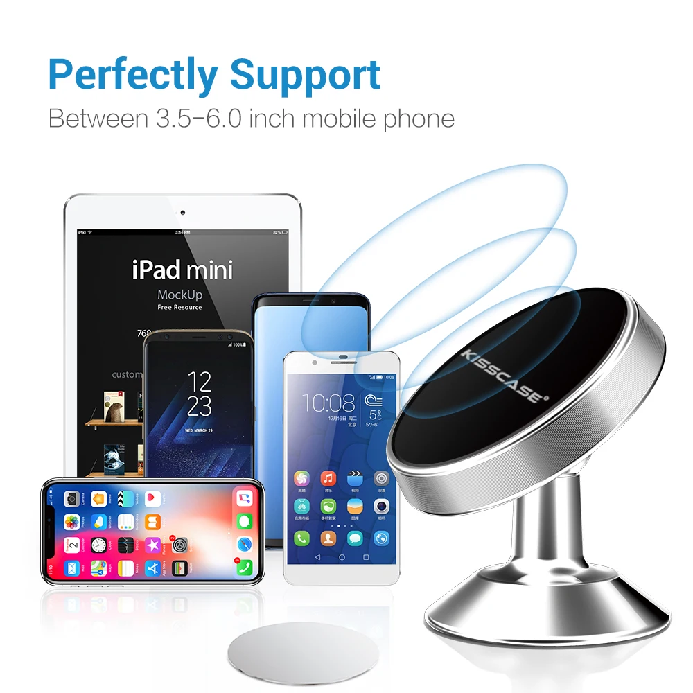 KISSCASE универсальный магнитный автомобильный держатель для телефона 360 градусов