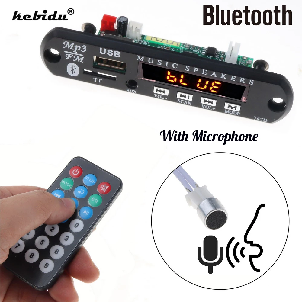 Новый Bluetooth MP3 плеер декодер плата с микрофоном FM радио TF USB 3 5 мм AUX аудио Handfree