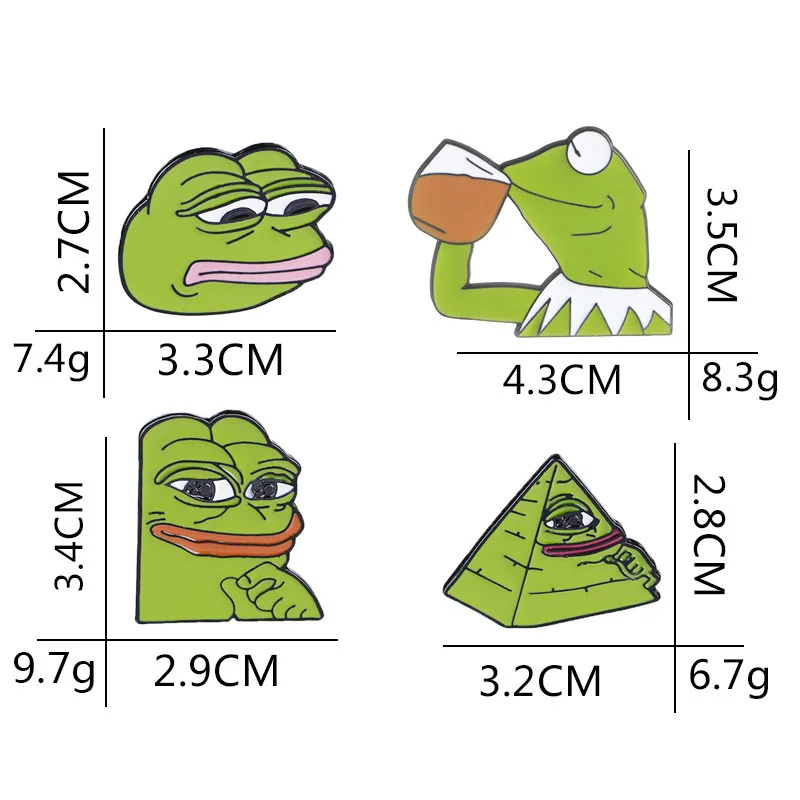 Модные джинсы рубашка булавочные орнаменты странно клоун Pepe лягушка Пепе брошь с
