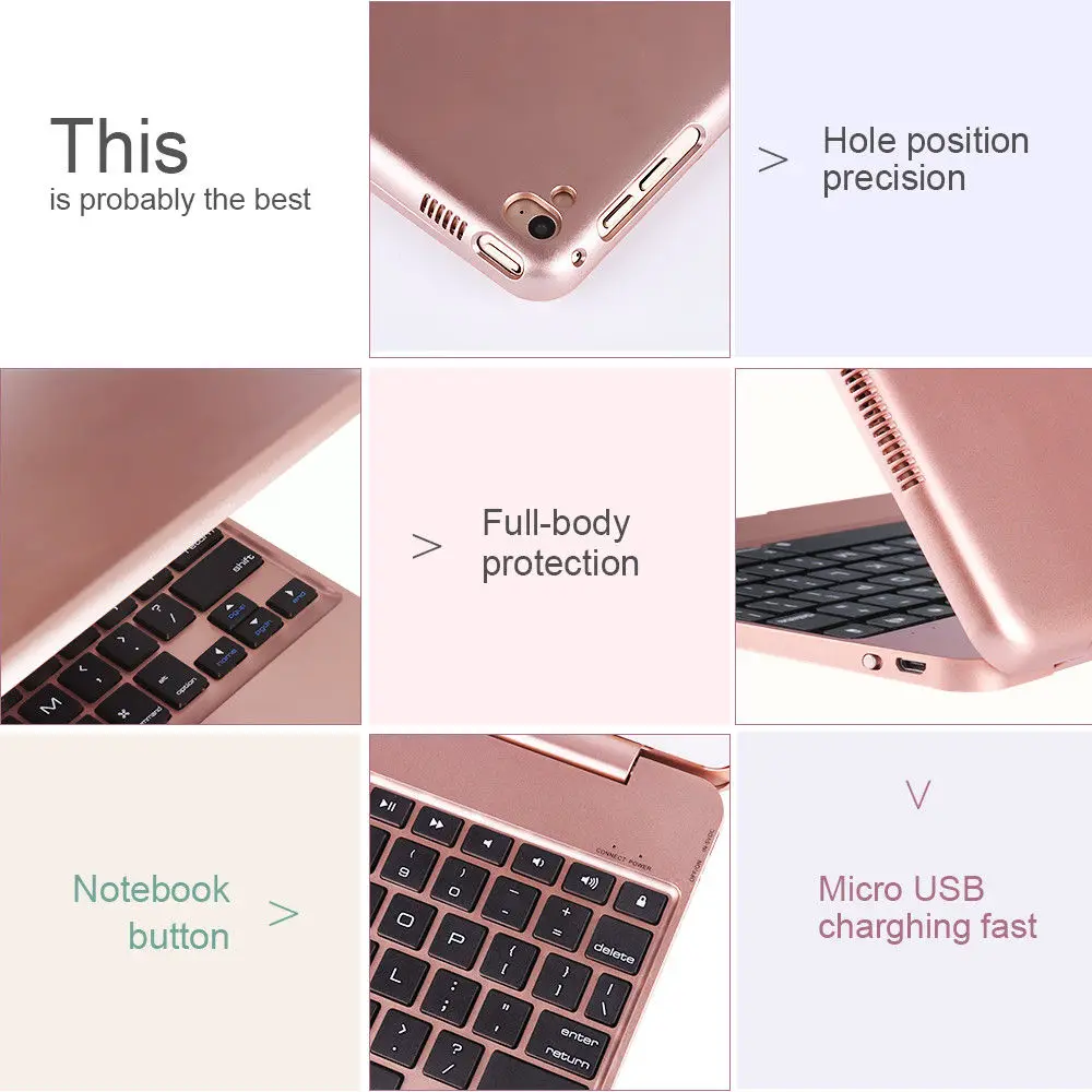 Умный чехол с клавиатурой F19B откидной беспроводной BT для iPad Air 1 2 5 6 Pro 9 7 (черный