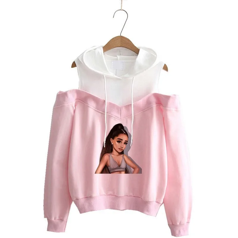 Женская толстовка в стиле Харадзюку Ariana Grande теплая с капюшоном и принтом из