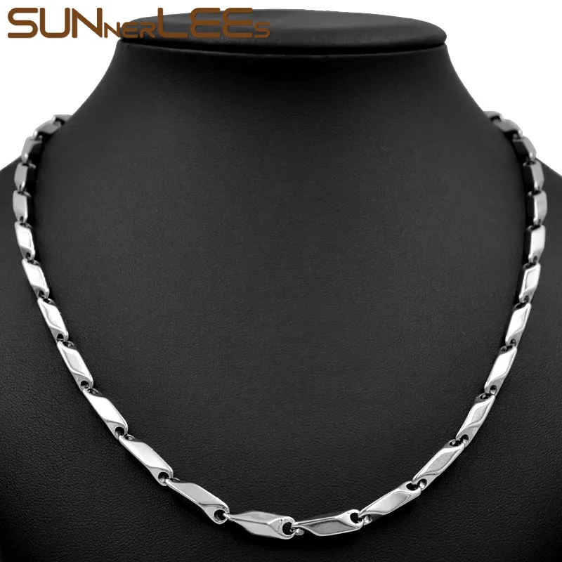 SUNNERLEES 316L ожерелье из нержавеющей стали 3 ~ 5 мм Геометрическая звеньевая цепочка