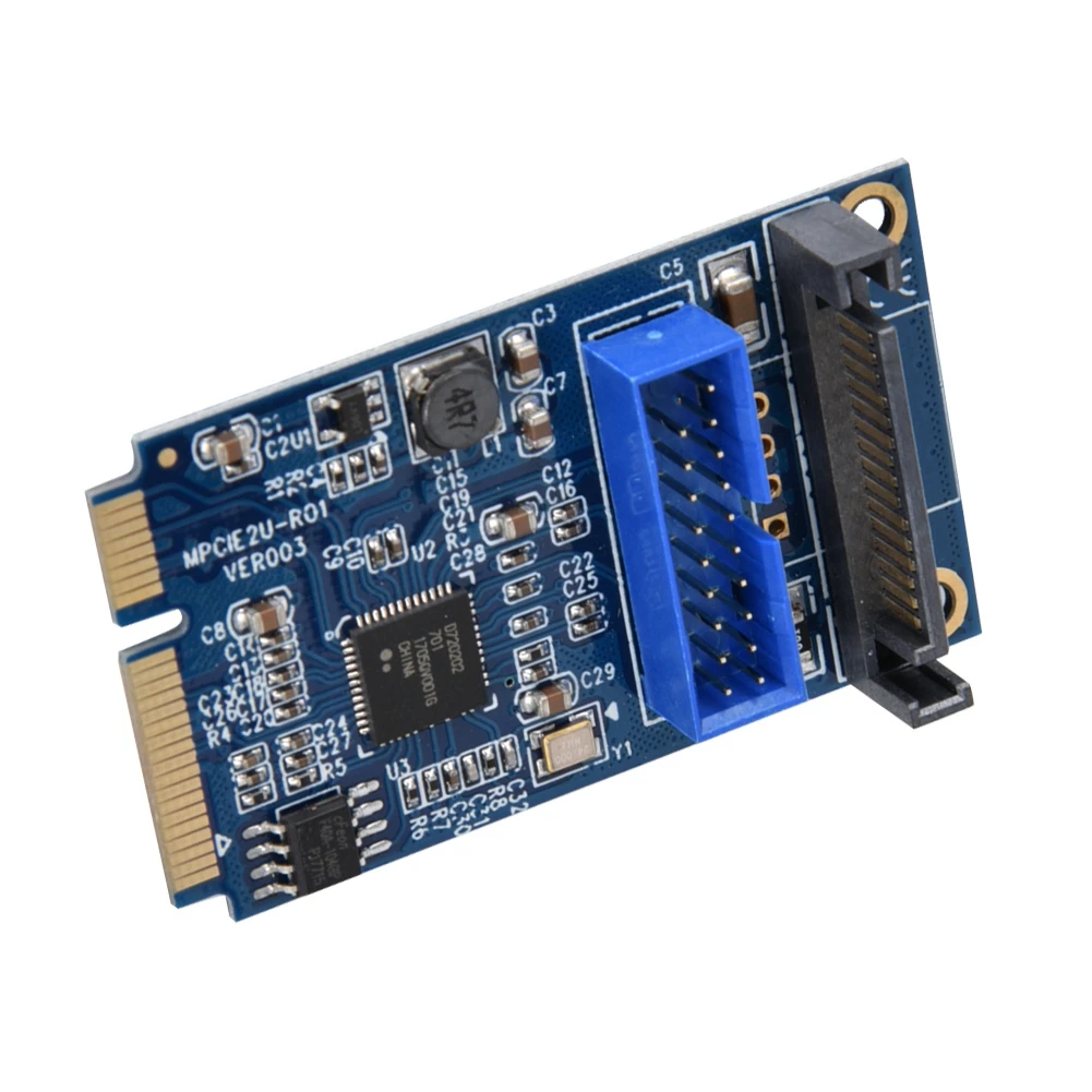 Новый мини PCI E в 2 портовый USB3.0 19Pin конвертер расширитель карты настольные