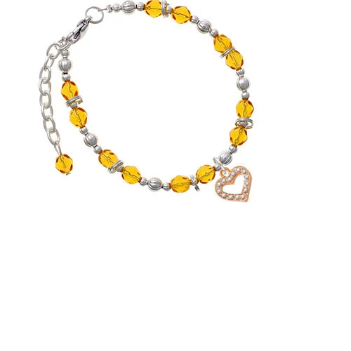 Роза Goldtone AB Кристалл Открытое сердце желтое массивное украшение на шею браслет |