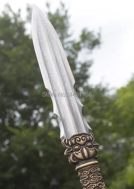 194 см * стальная ручка KungFu длинное копье WuShu Spear дамасский меч стальной острый