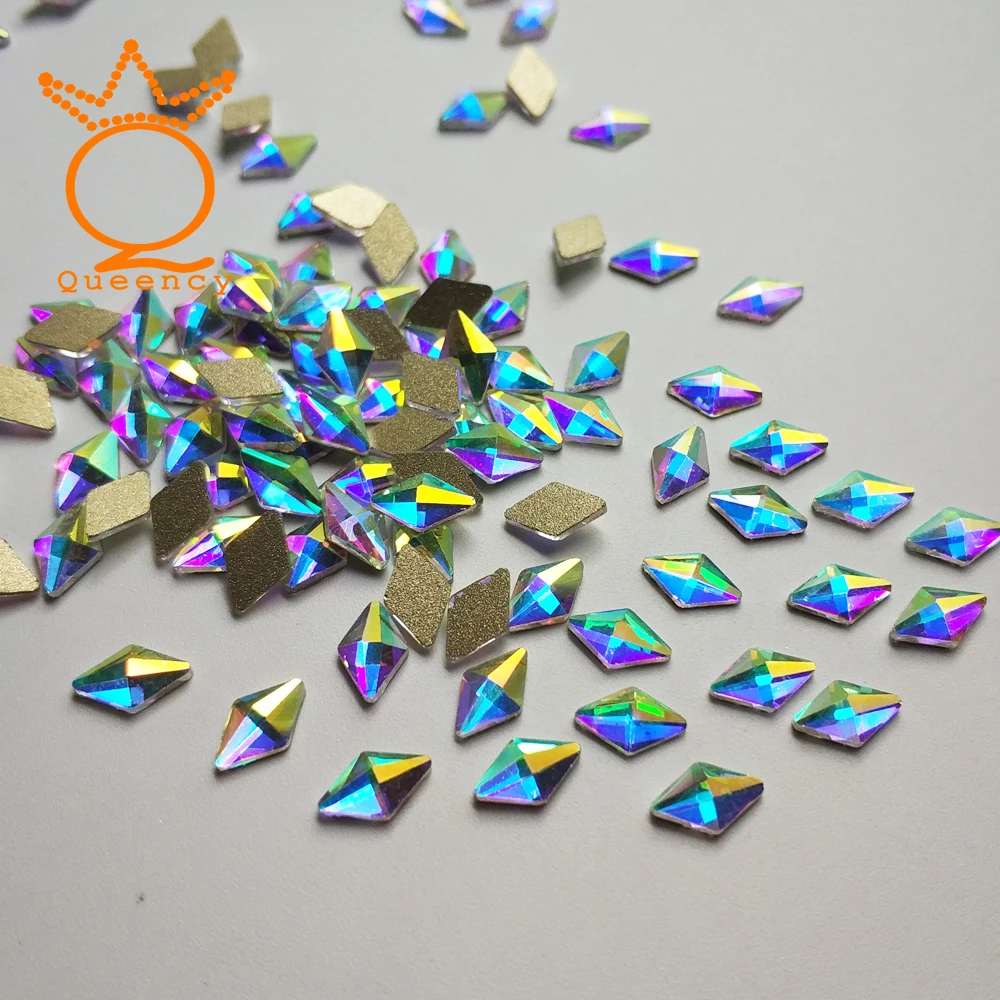 72 шт./компл. ромбовидный дизайн ногтей AB Glass Стразы 5 мм x 8 для 3d дизайна украшения