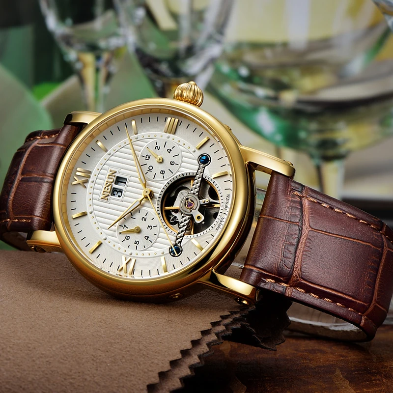 Мужские часы Switzerland Nesun Skeleton Tourbillon роскошные брендовые автоматические
