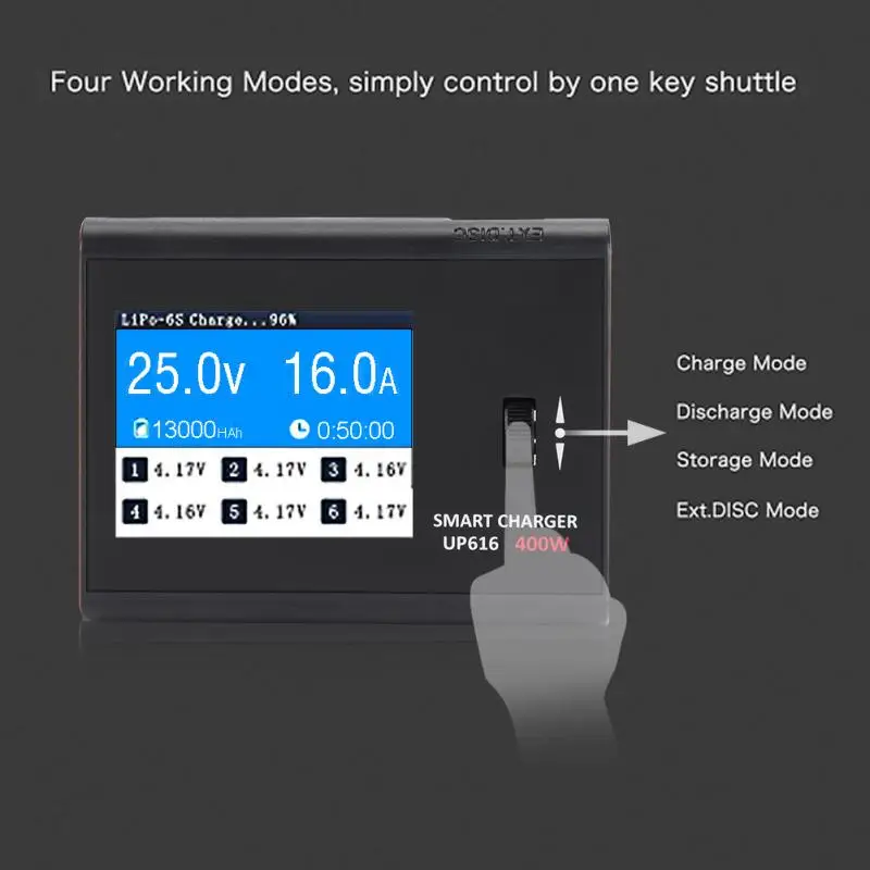 Plastic + PCB UP616 400W 16A Smart Balance Battery Charger UP-D200 Discharger 200W Discharge RC Model Parts | Игрушки и хобби