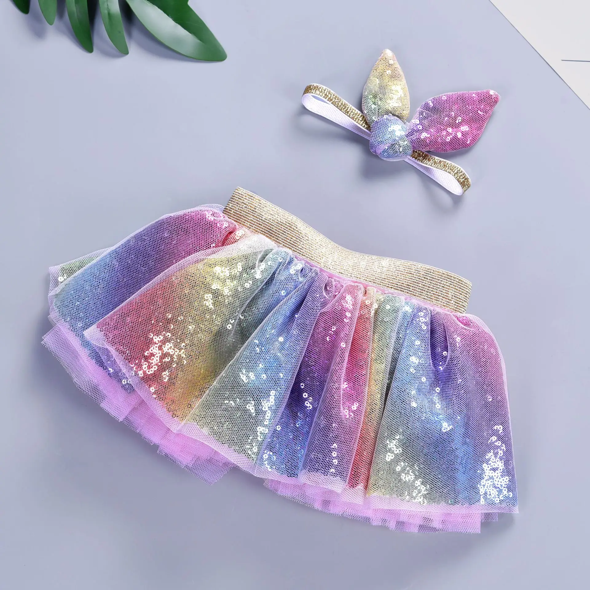 

Sequin Christmas Kindergarten Girl Baby Colors Tutu Dress Tulle Infant Masquerade Birthday Party Daily Wear with Headband