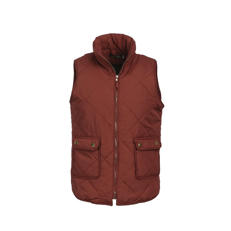 

Women fashion sleeveless winter plaid zipper jacke ladies thick warm waistcoat vest coat jacket size S-3XL