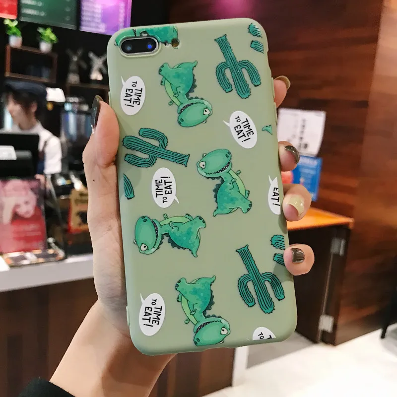 Ins Dinosaur Patterned Phone Case For iPhone XS Max XR X Cute Soft TPU Cover for 7 Plus 6S 8 Cases |