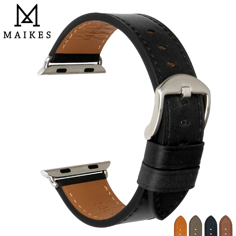 MAIKES часы с ремешком из натуральной кожи аксессуары для наручных часов Apple Watch