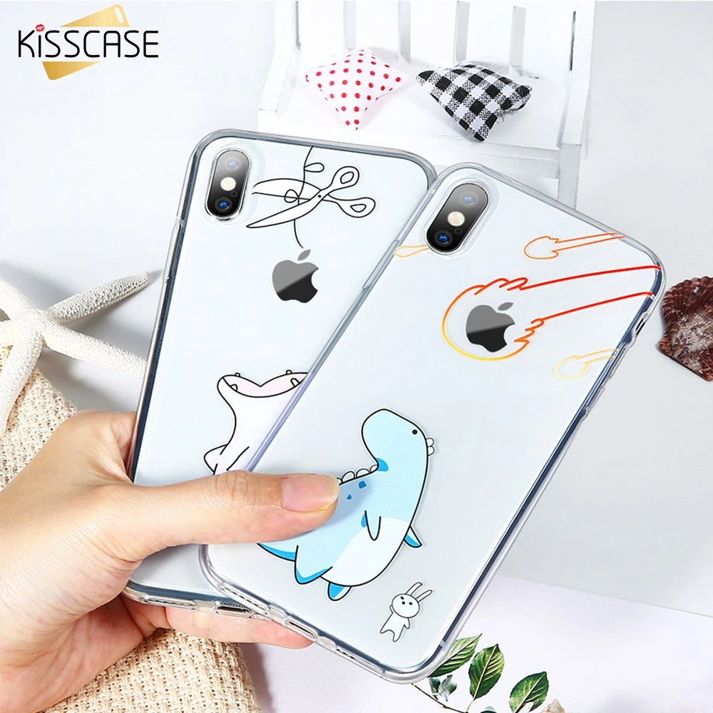 KISSCASE Забавный Мягкий силиконовый чехол для iPhone X XS Max XR прозрачный с логотипом iphone