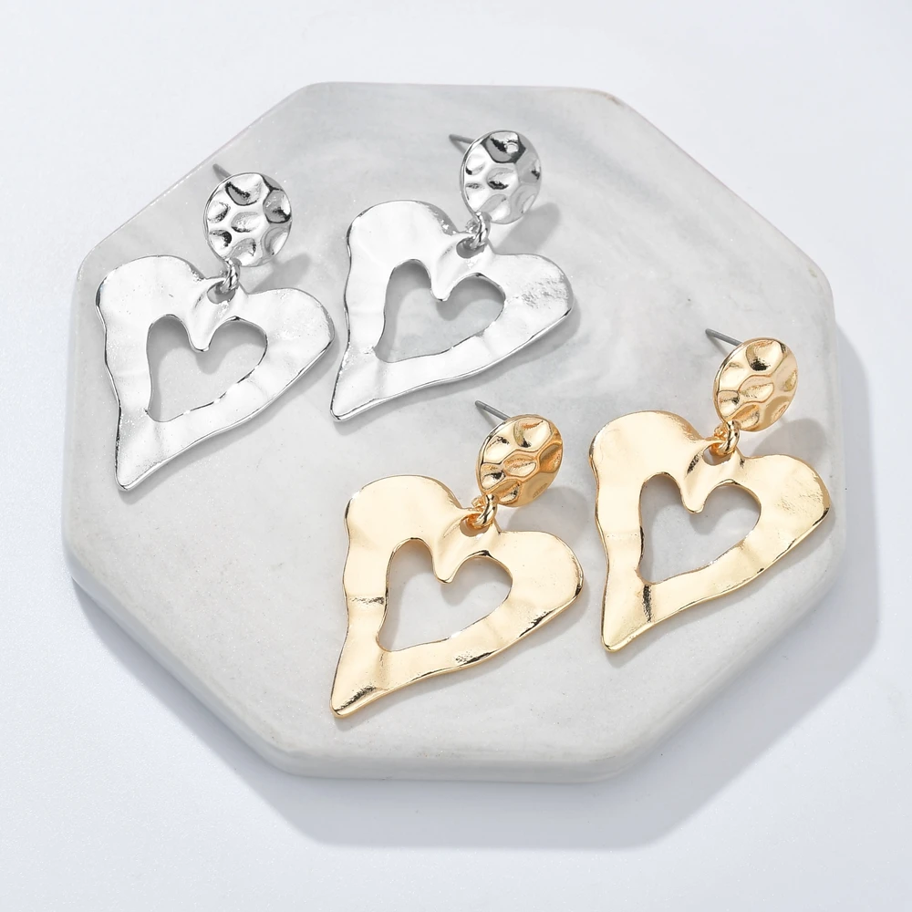 2019 New Design Women Statement Jewelry Gold Silver Color Irregular Love Heart Alloy Drop Earrings For Accessories | Украшения и