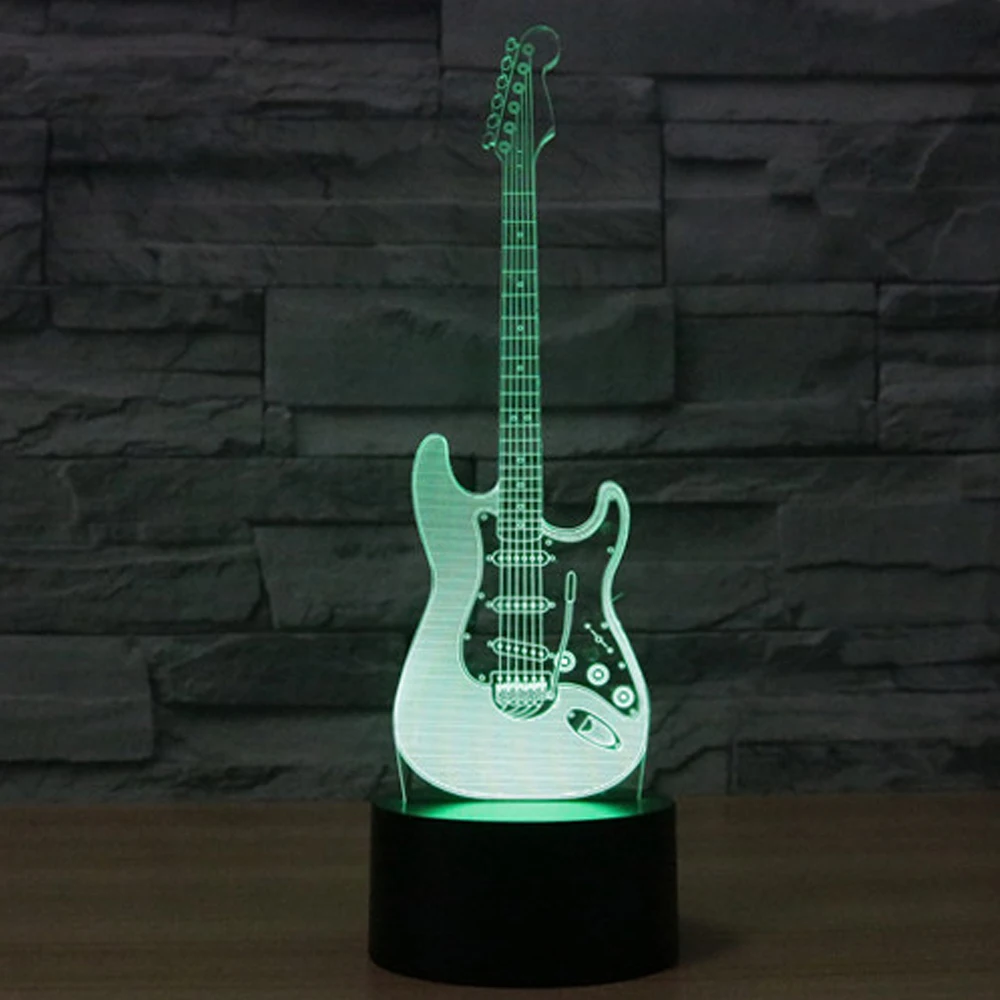 3D LED ночник электрическая гитара с 7 видов цветов лампа для украшения дома