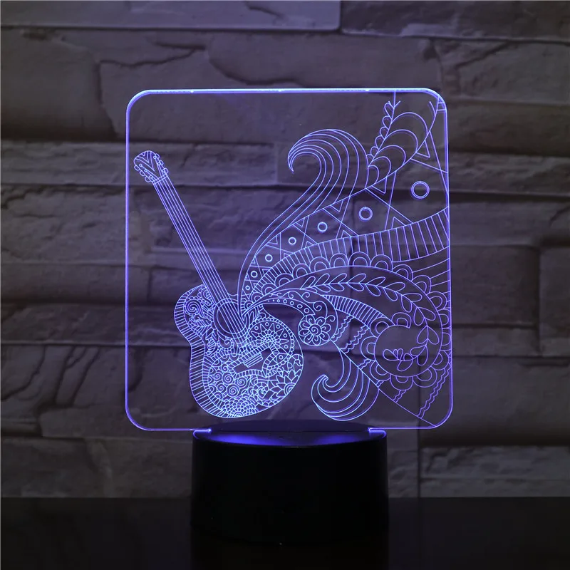 Цветная сенсорная 3d-лампа для гитары иллюзия светодиодный ночник USB атмосферная