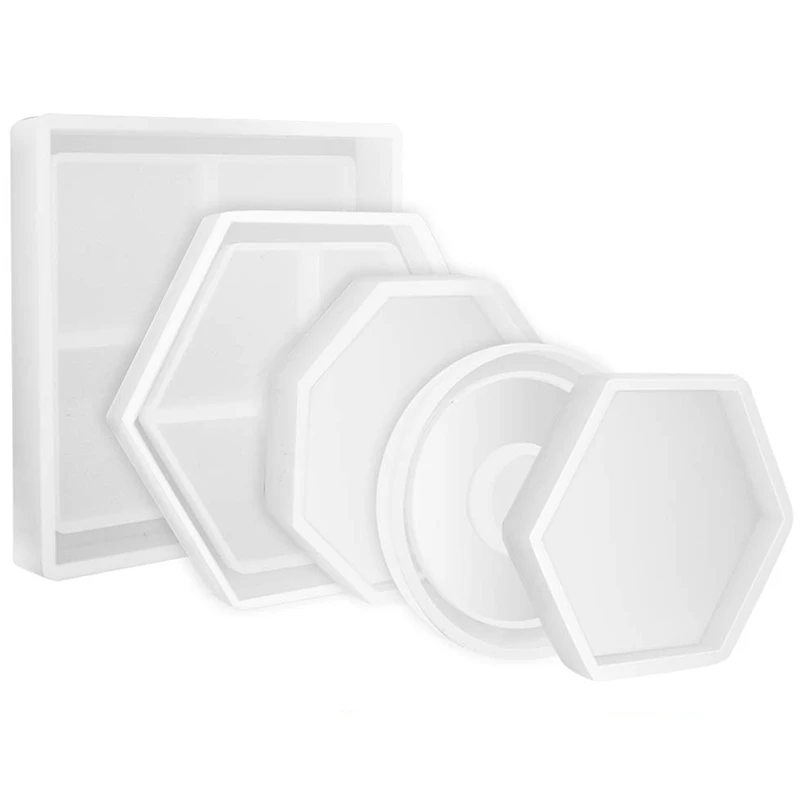 5 шт. Diy Coaster силиконовая форма в комплекте квадратная Шестигранная круглая